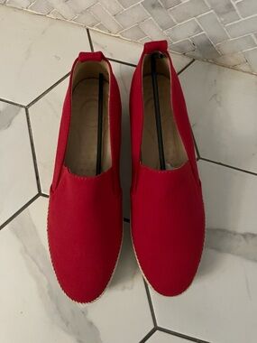 Classic Red Slip-On Canvas Espadrilles - Women's
